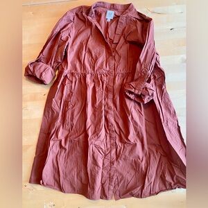 Gap Maternity Rust Button-Up Dress